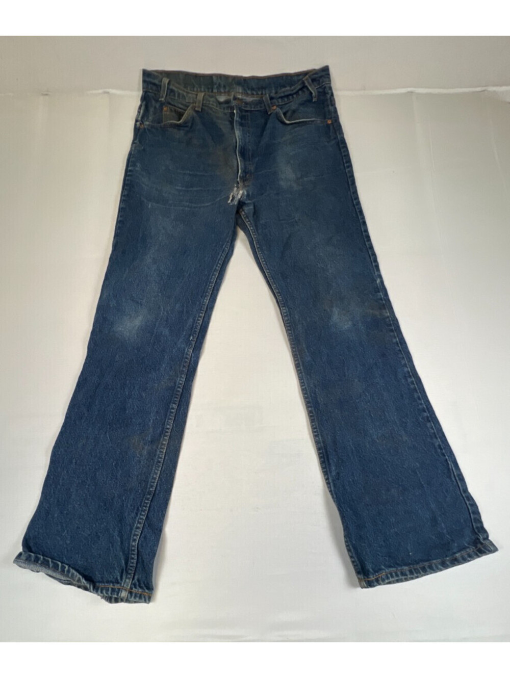 Vintage Levi's 517 Mens 38x34 Blue Denim Boot Cut Distressed Jeans